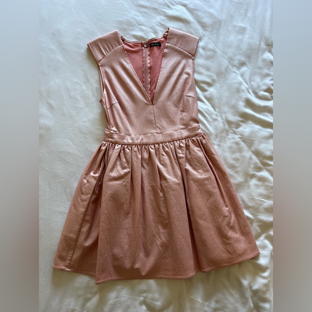 Pink Shoulder-Pad Mini Dress